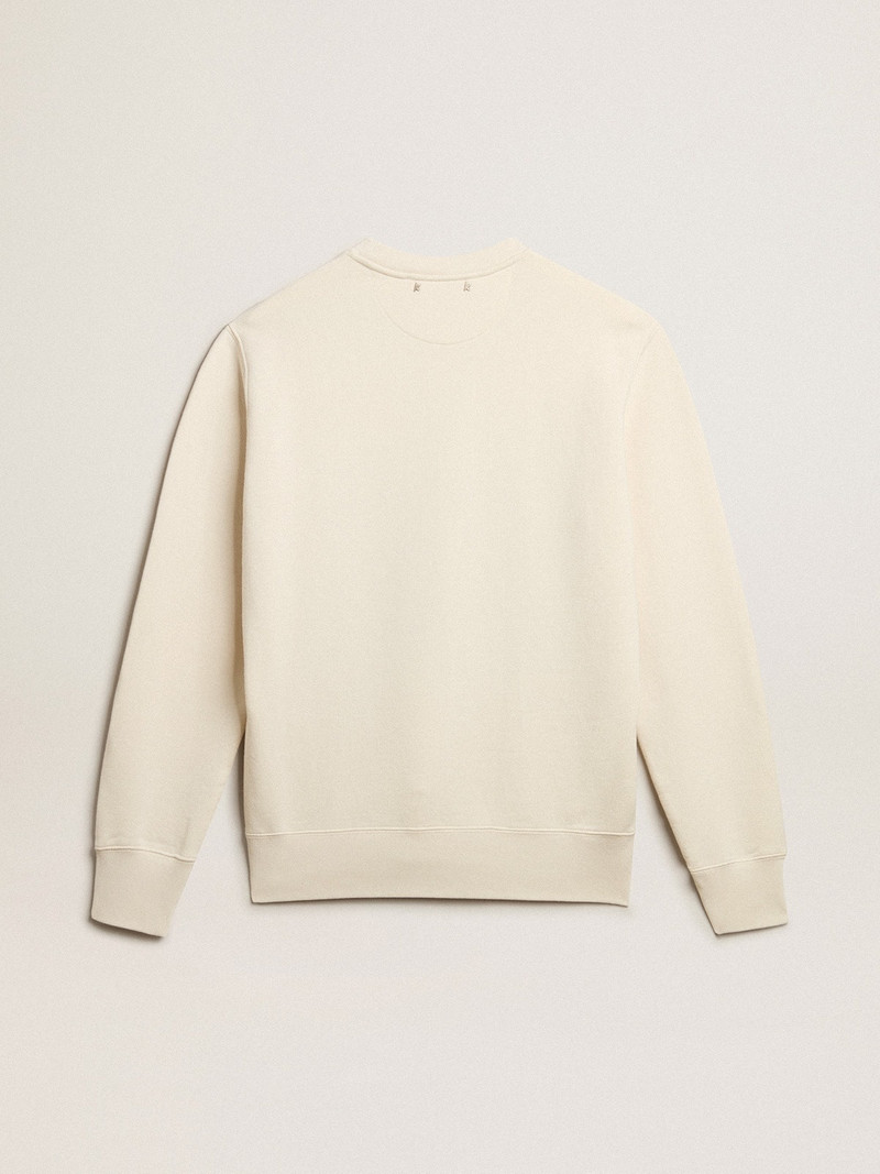 Men's aged white cotton sweatshirt with embroidery on the front 6
