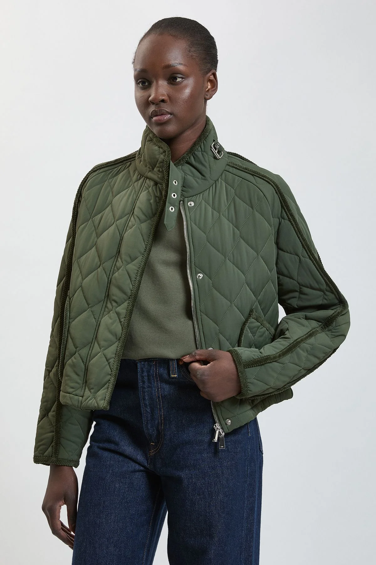 Quilted Tipped Detail Short Coat - 1