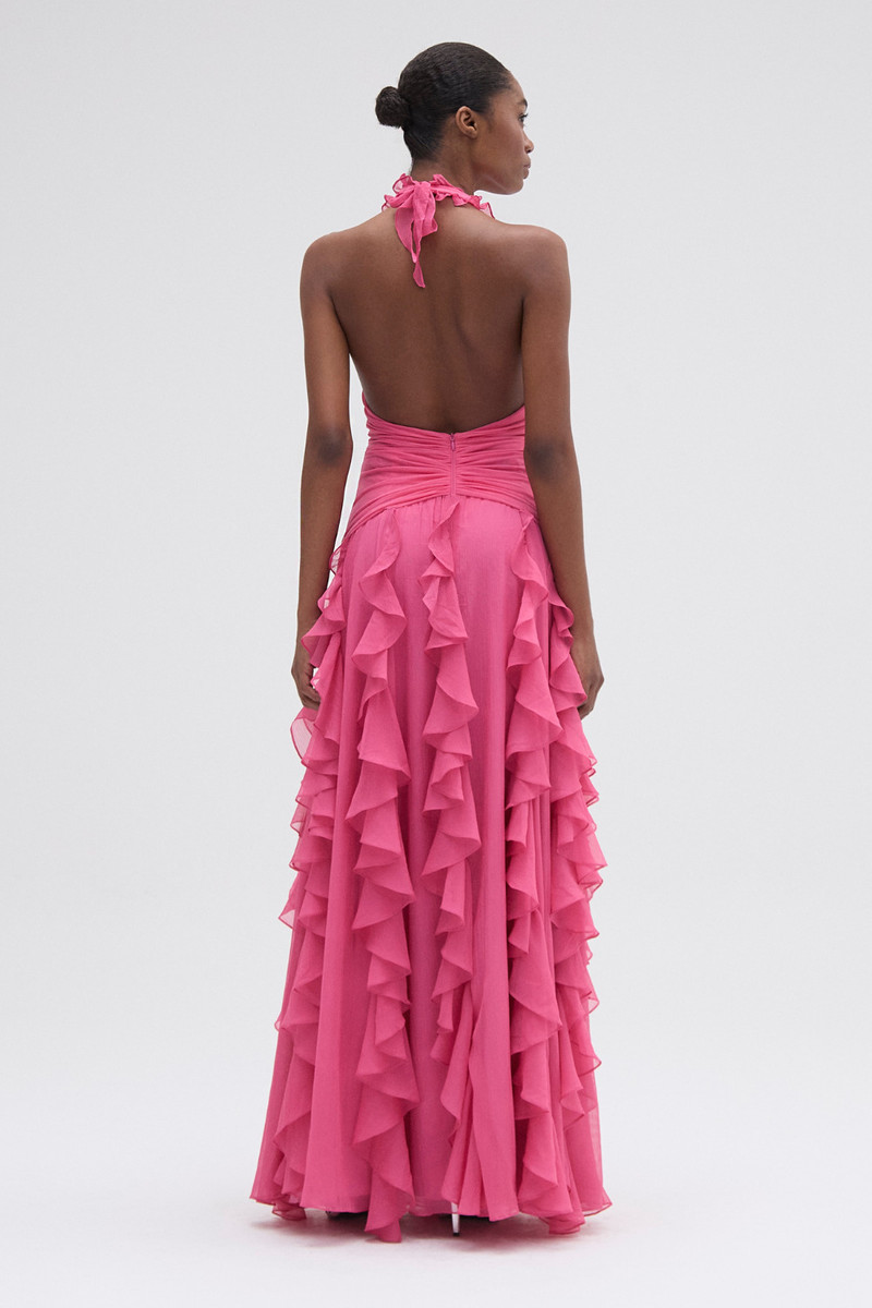 SILK PLISSE PLUNGE GOWN 3