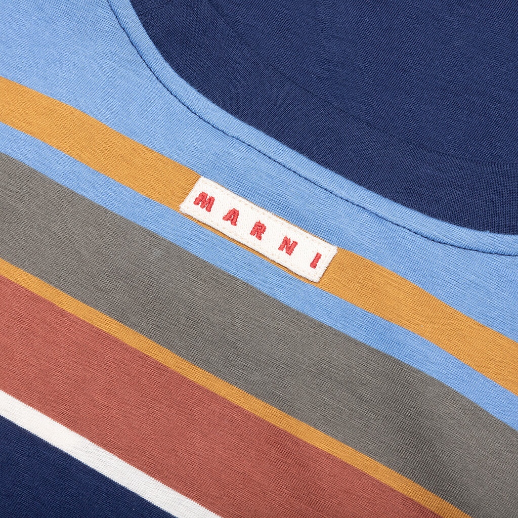 STRIPED ORGANIC COTTON T-SHIRT - GLASS BLUE - 3