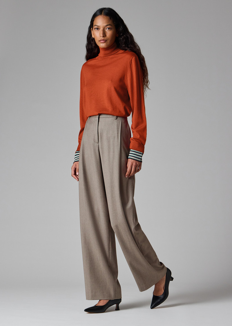 Women's Orange Merino Wool Roll Neck Sweater 6