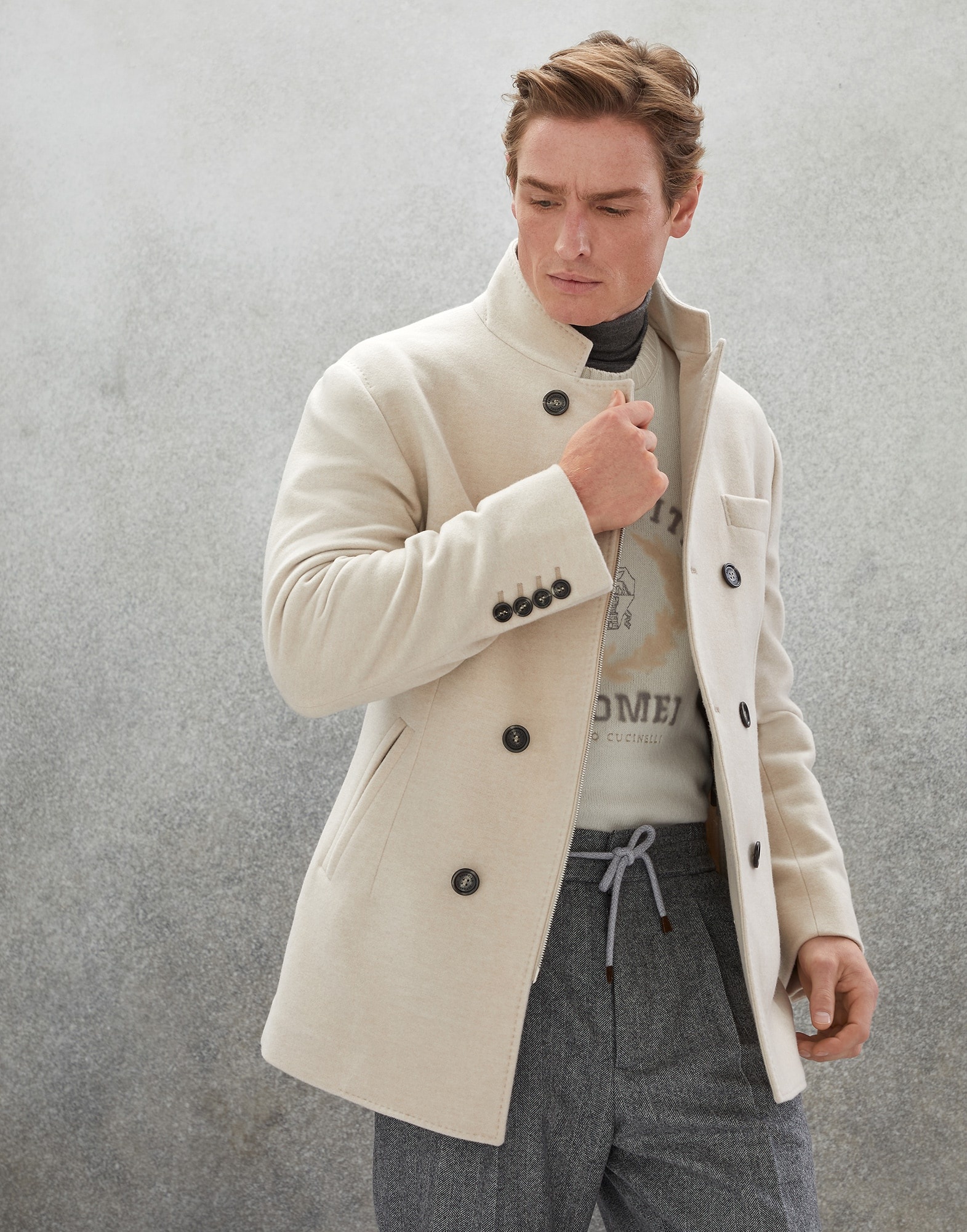Water-resistant lightweight cashmere pea coat - 4