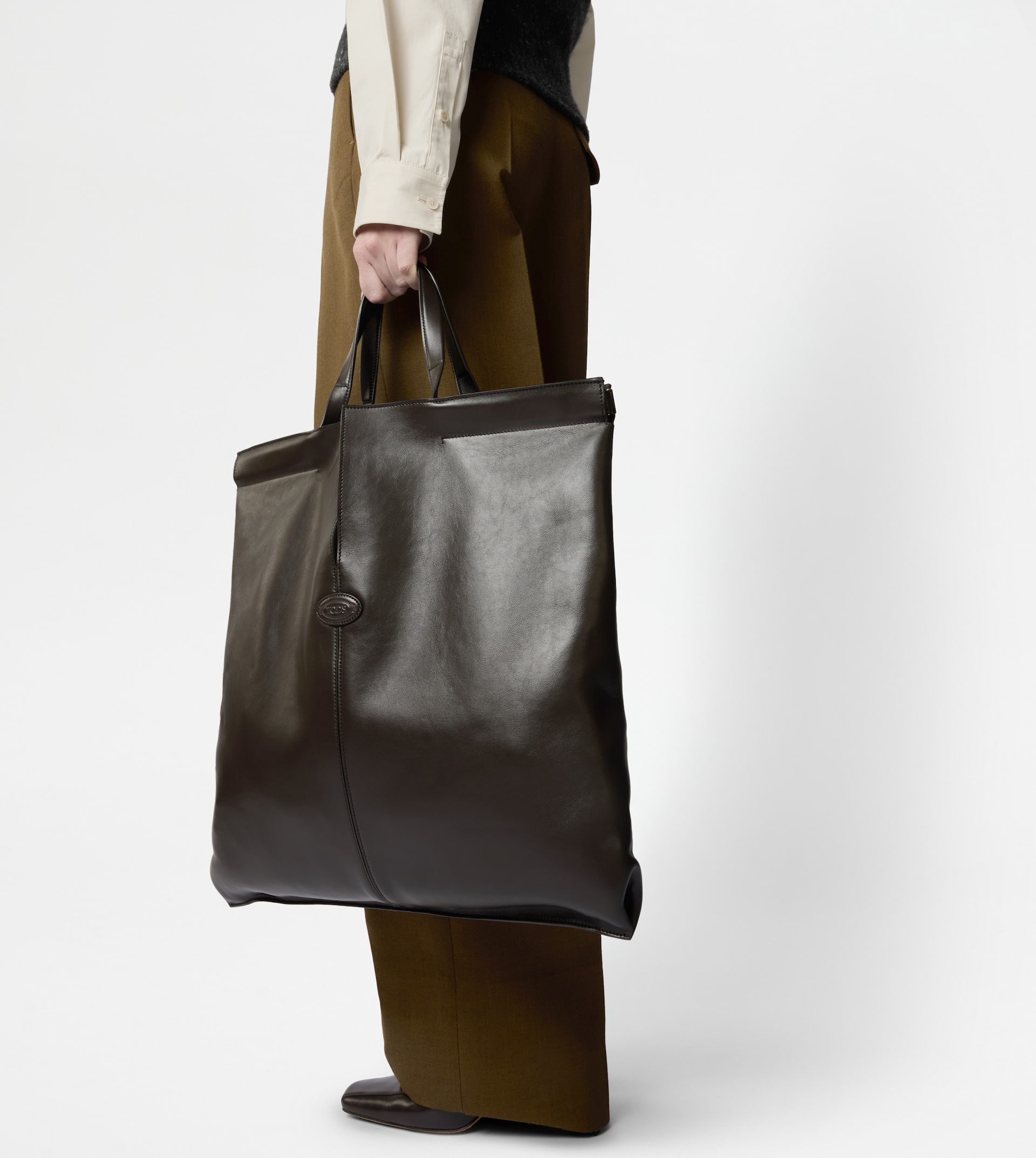 TOD'S DI BAG FOLIO IN LEATHER LARGE - BROWN - 2