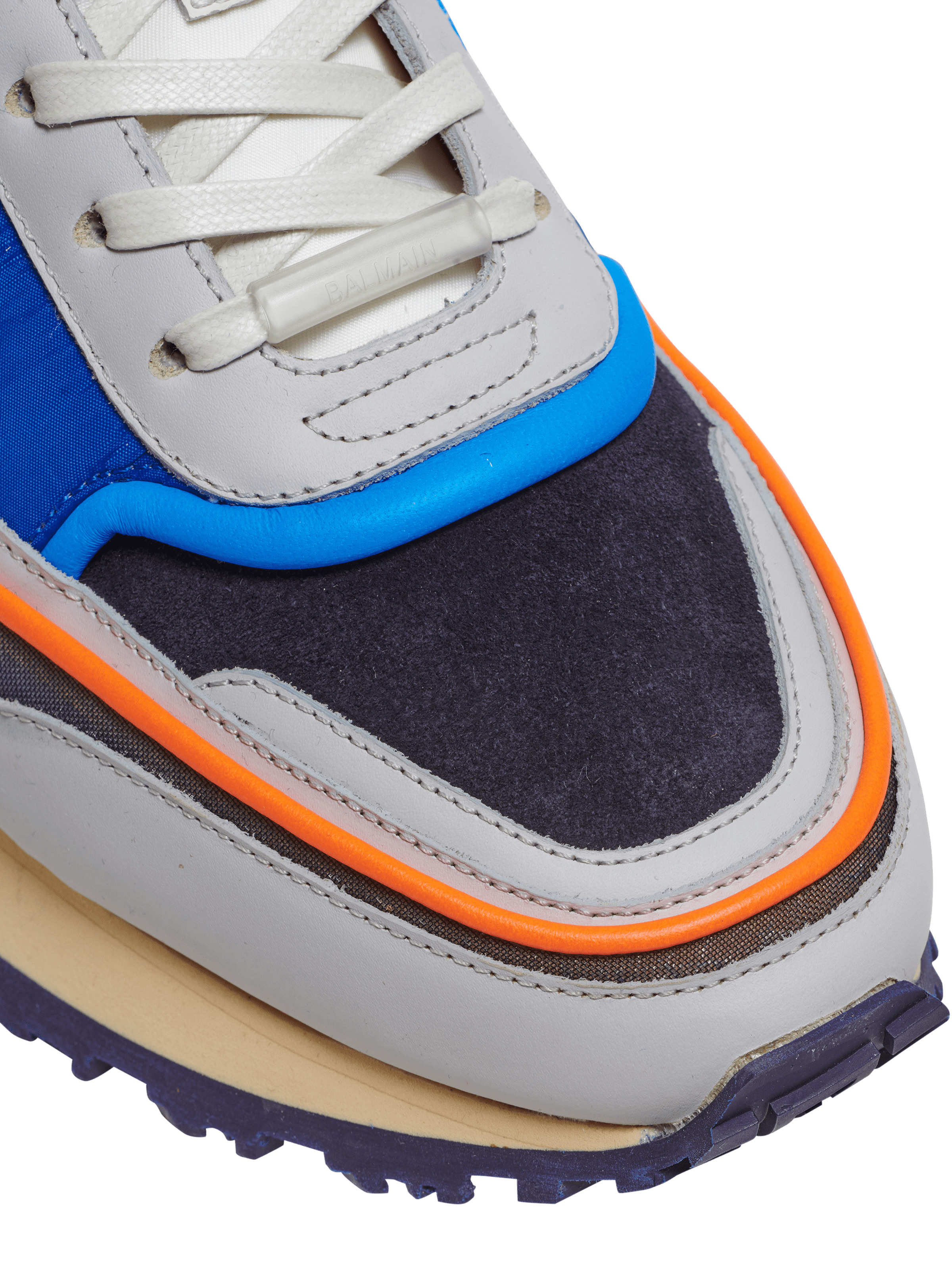 Suede, nylon and mesh Racer low-top sneakers - 4