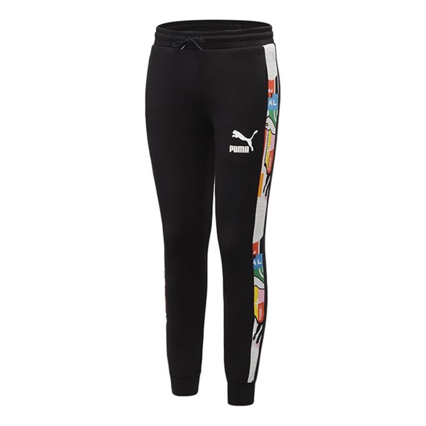 PUMA Printing Drawstring Casual Long Pants Black 531291-01 - 1