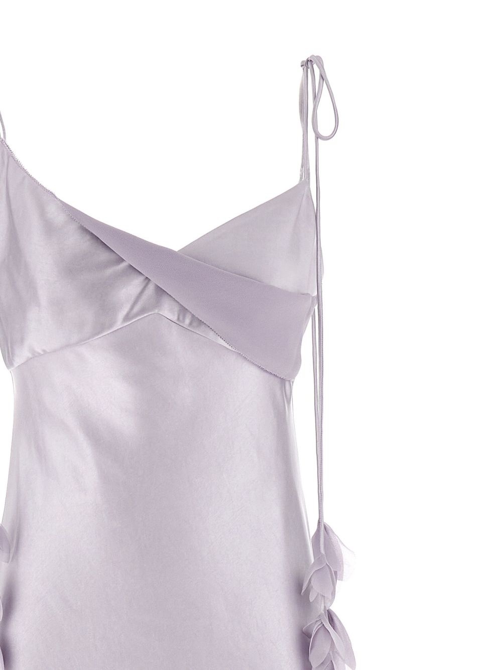 floral-appliqué satin dress - 3