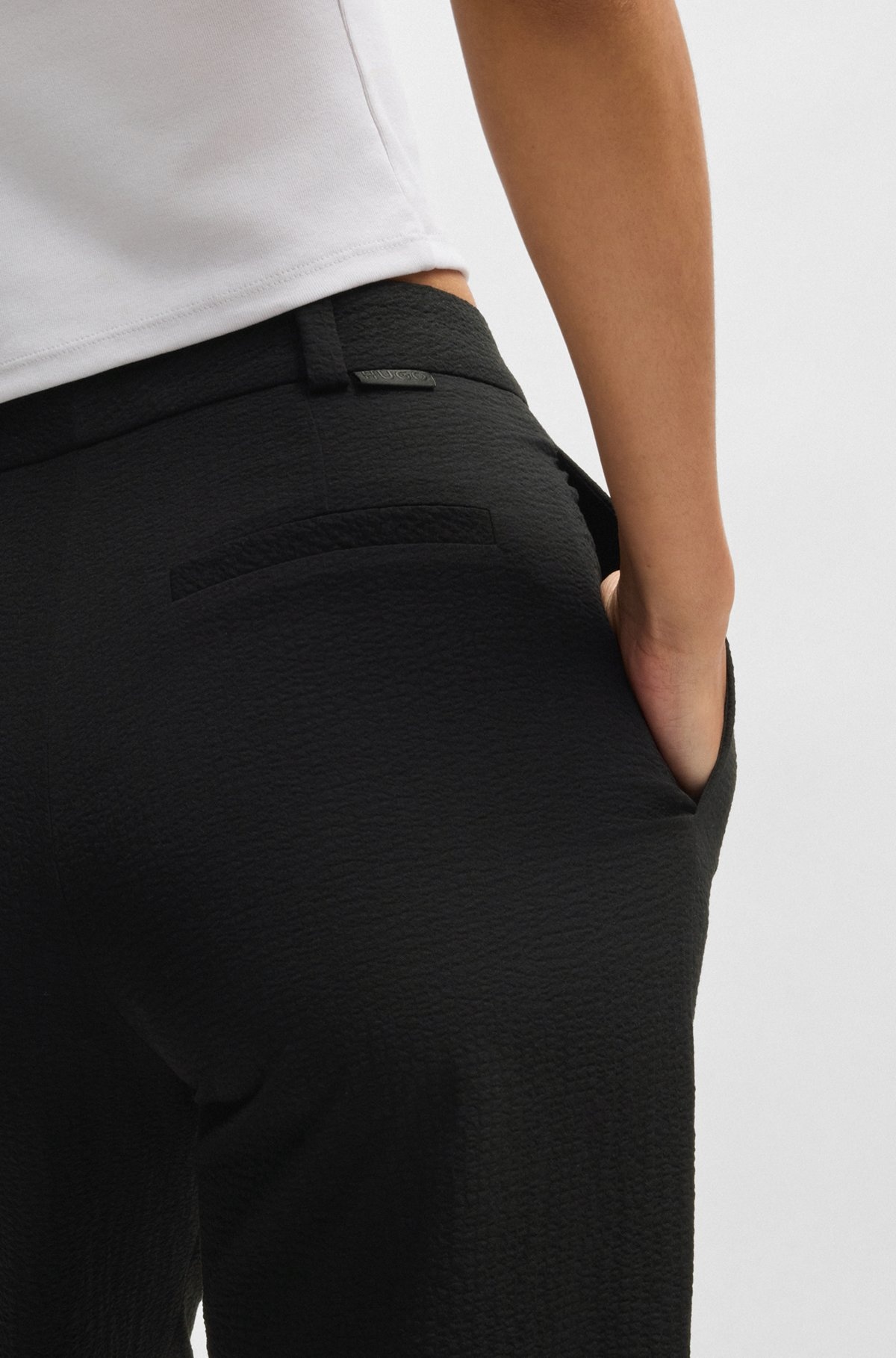 REGULAR-FIT TROUSERS IN STRETCH SEERSUCKER - 5