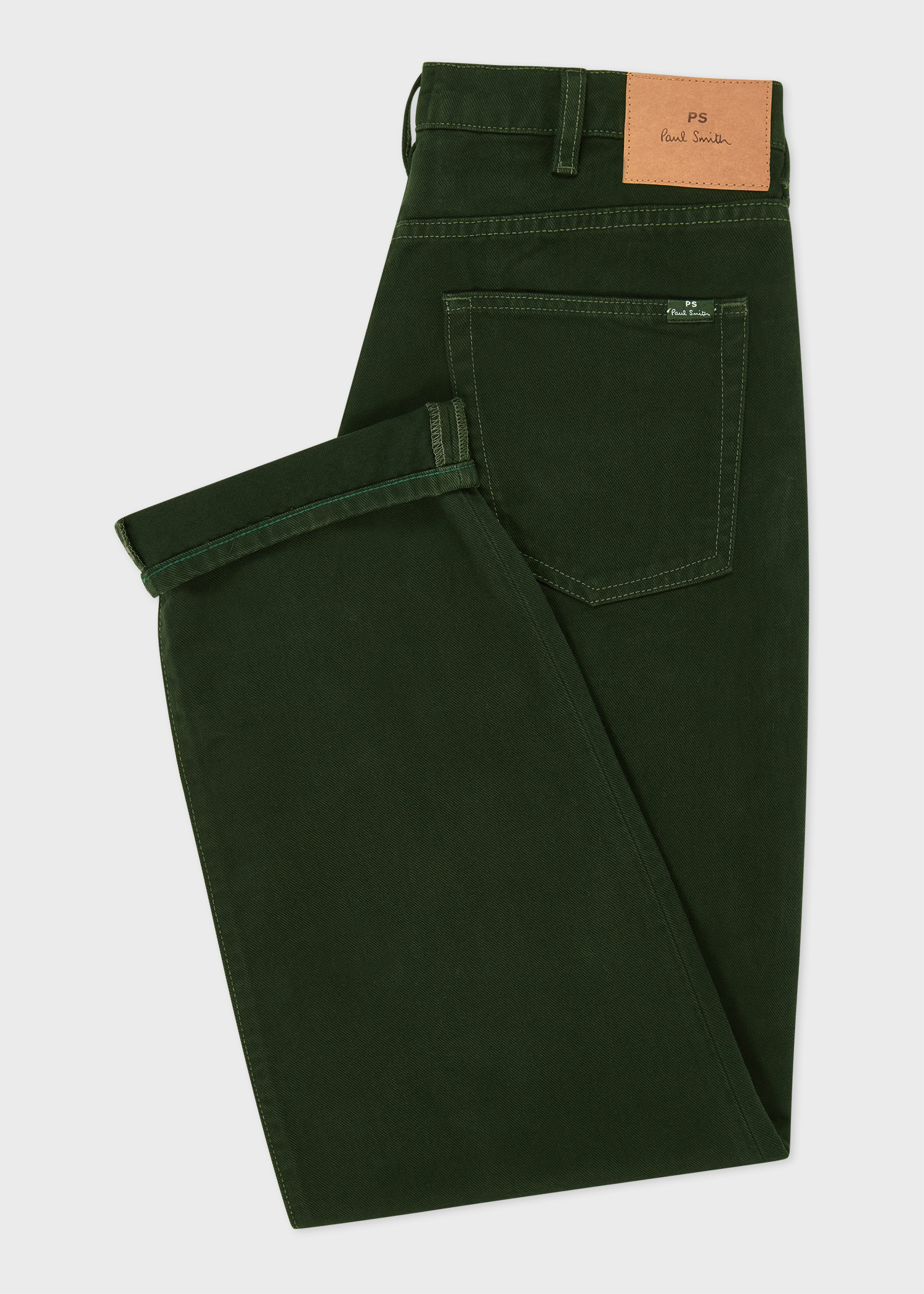 Relaxed-Fit Dark Green Pleat-Front Jeans - 2
