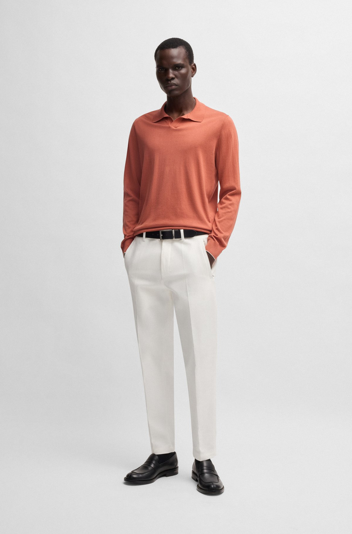JOHNNY-COLLAR REGULAR-FIT SWEATER IN SILK AND COTTON - 4