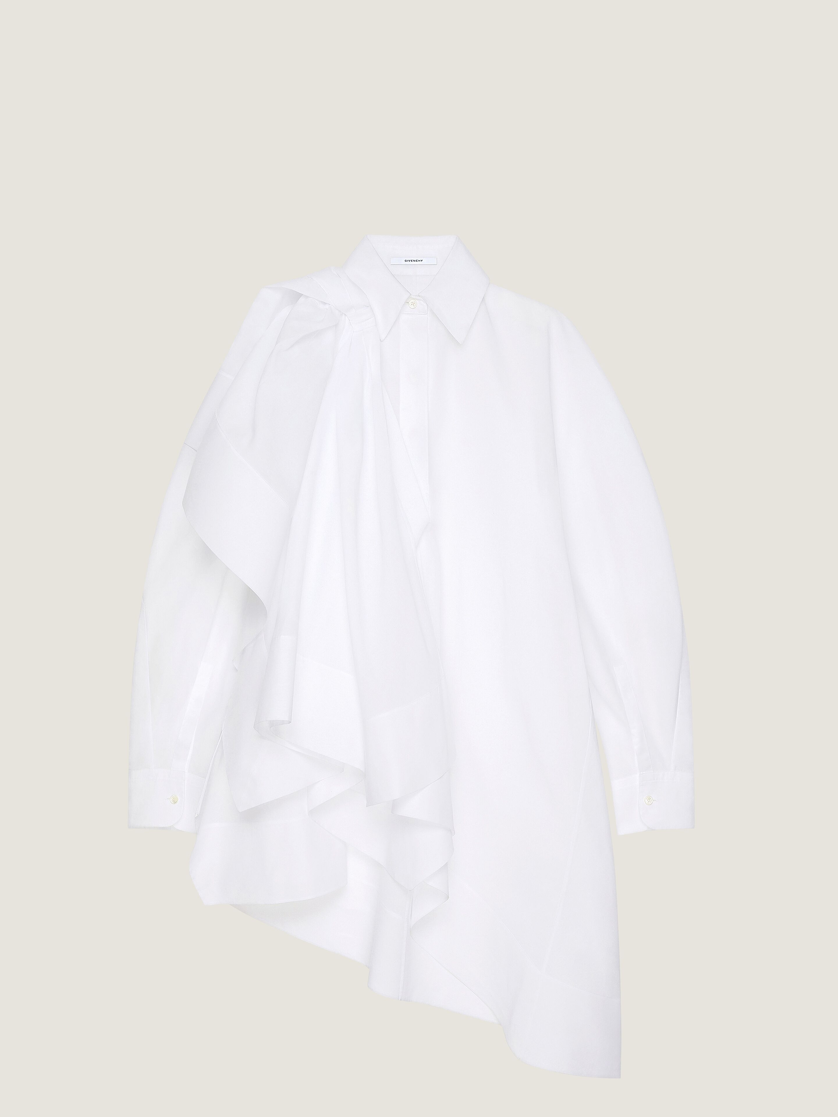 ASYMMETRIC SHIRT DRESS IN COTTON WITH BOW DETAIL - 1