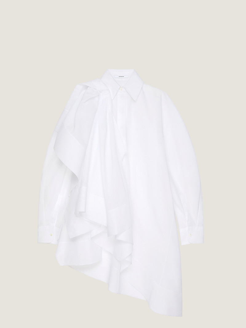 ASYMMETRIC SHIRT DRESS IN COTTON WITH BOW DETAIL 1
