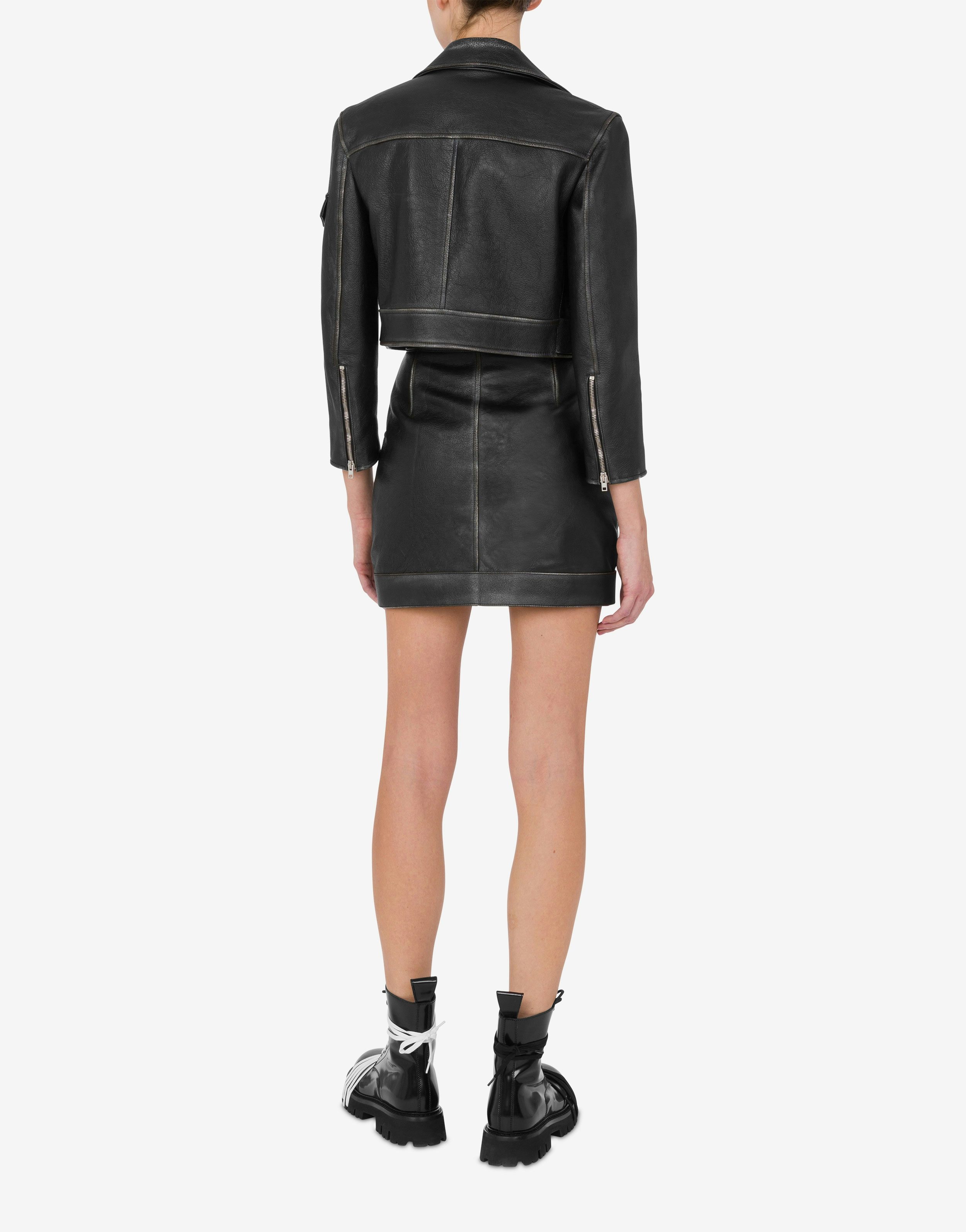 CROPPED BIKER JACKET IN HEAVY NAPPA LEATHER - 3
