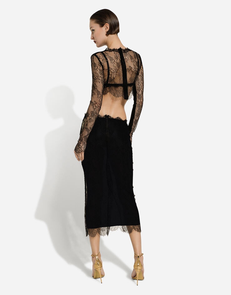 Chantilly lace midi skirt - 4