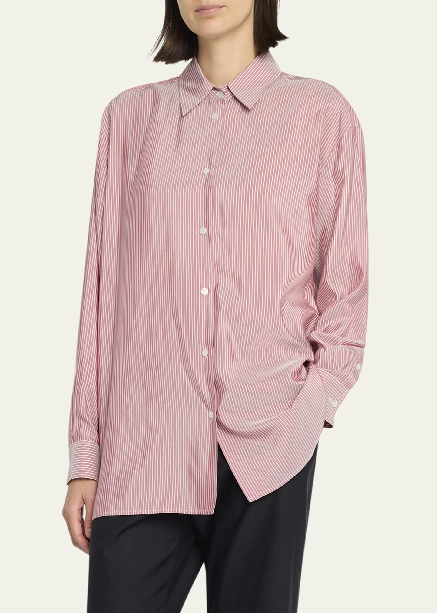 Tansy Striped Silk Button-Down Shirt - 4