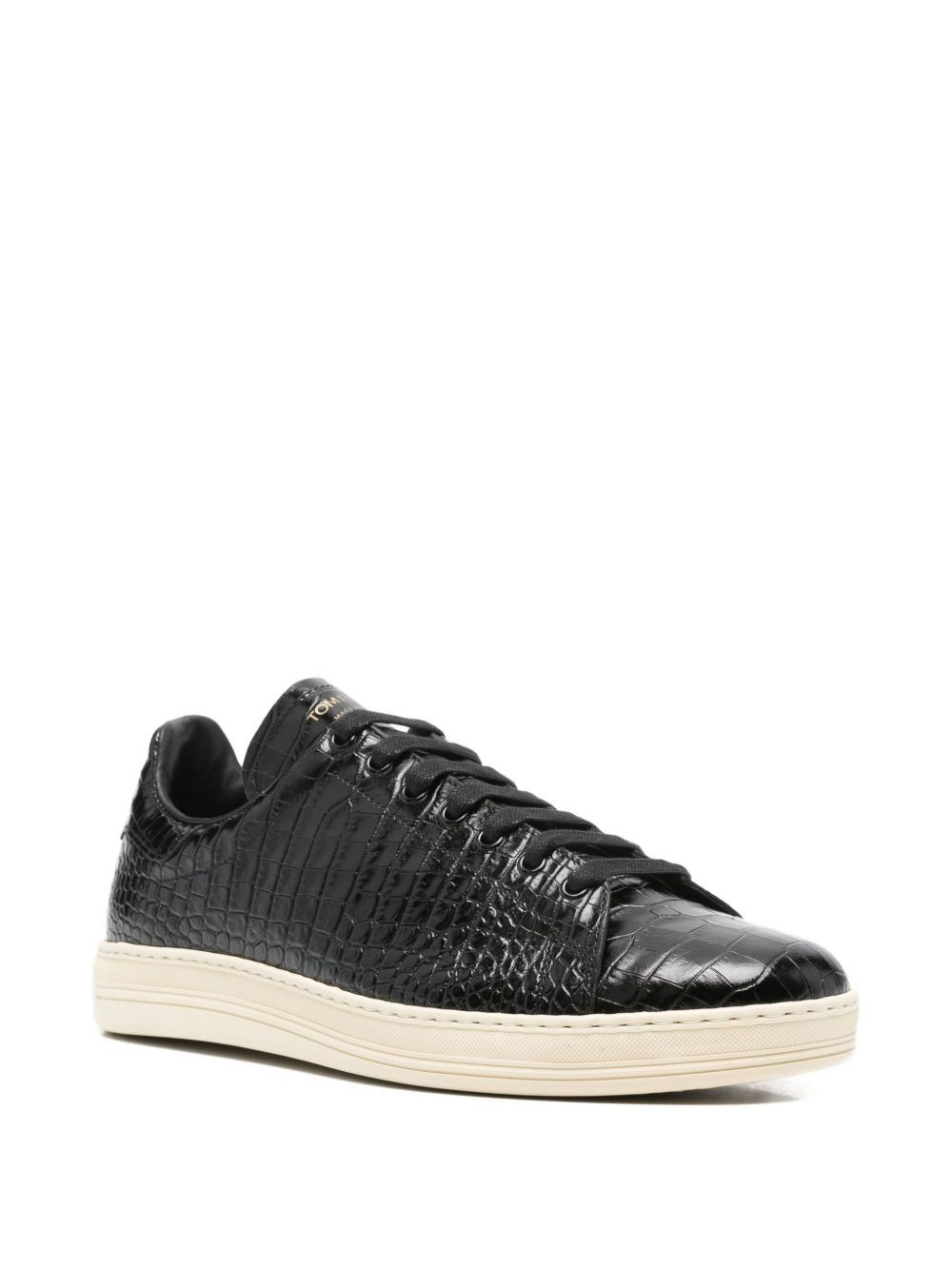crocodile-embossed leather sneakers - 2