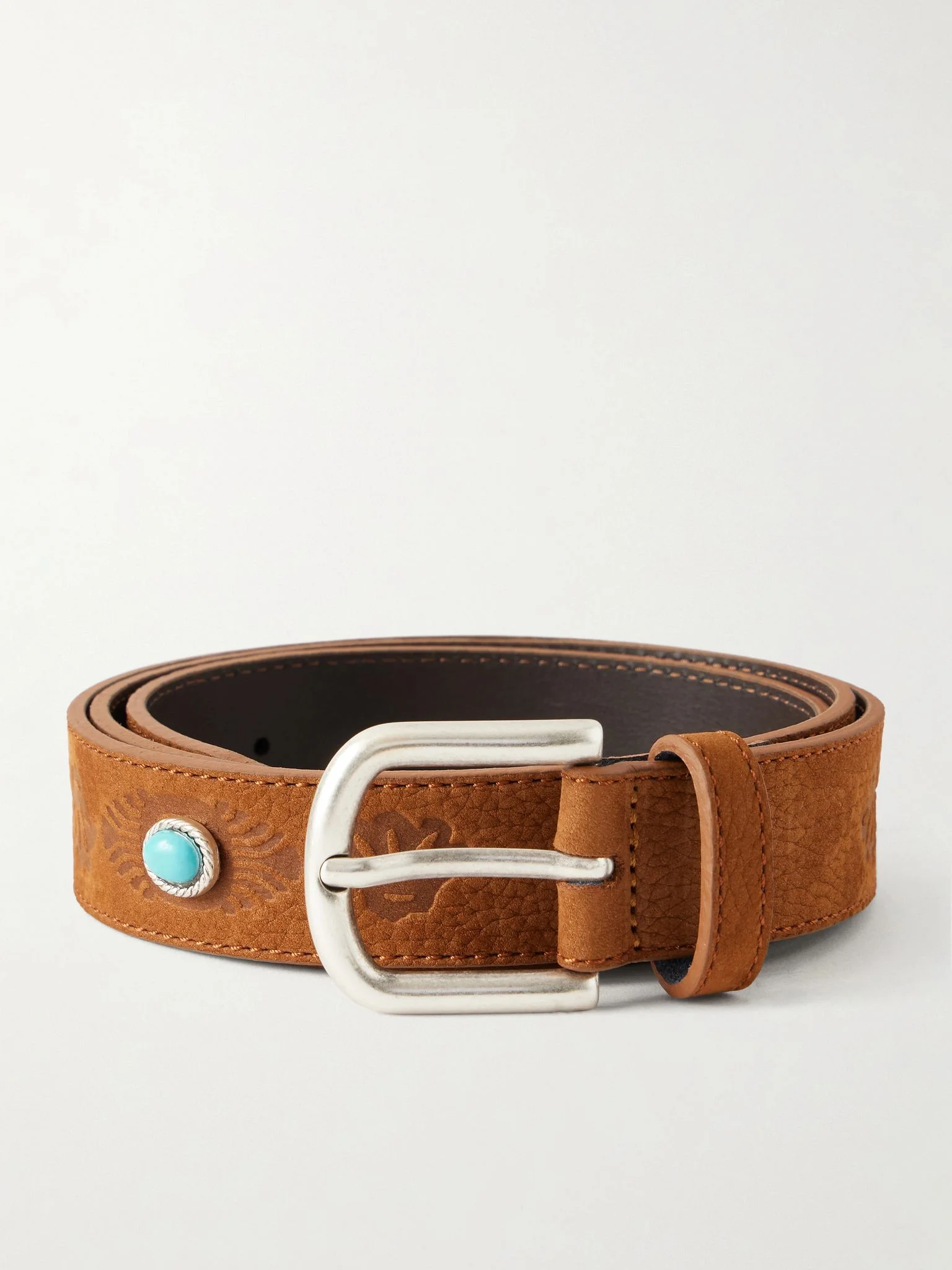 3cm Kanua Embellished Nubuck Belt Brown - 1