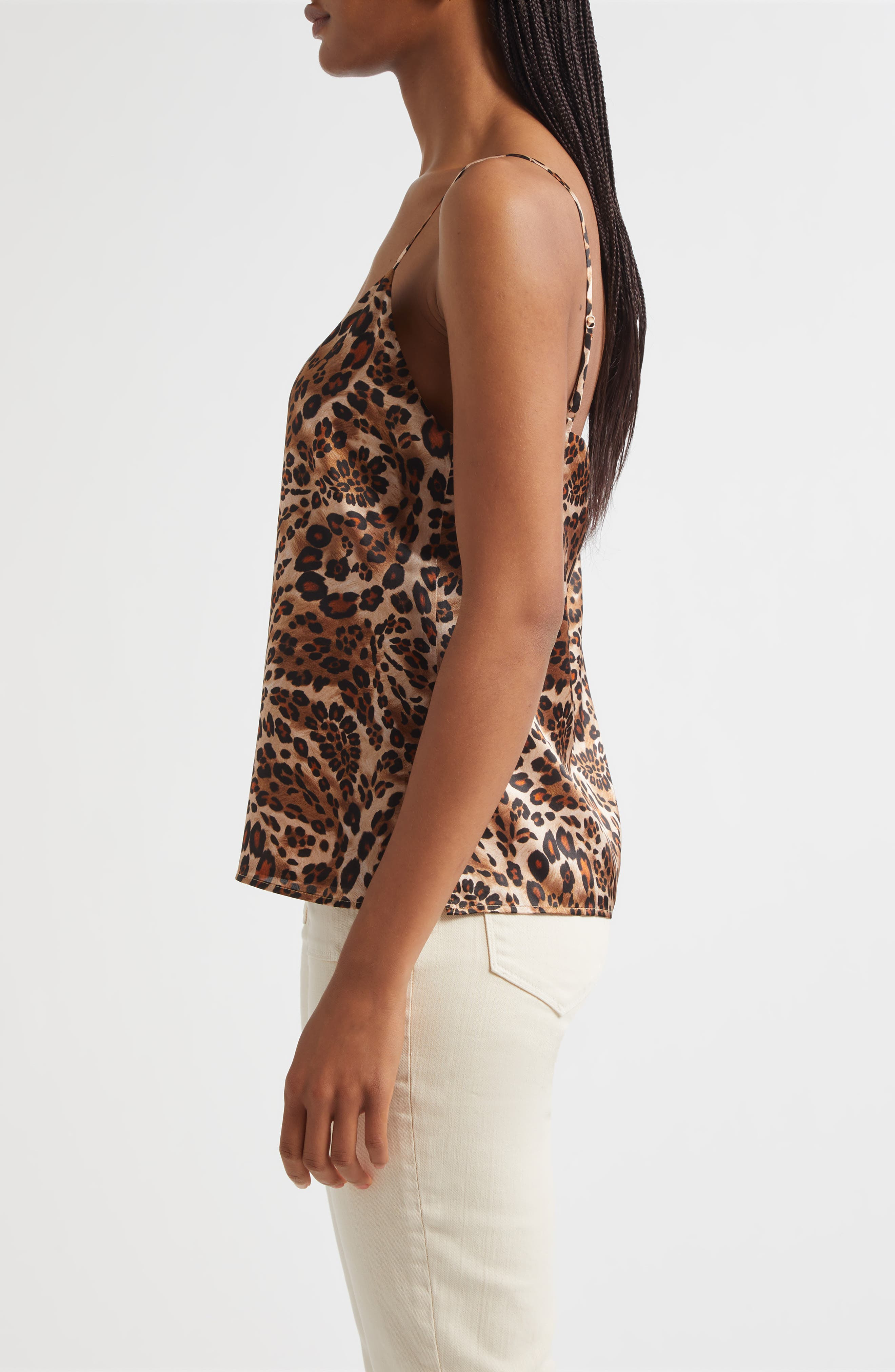 L'AGENCE Jane Print Silk Camisole in Cinnamon Swirl Paisley Leopard at Nordstrom - 3