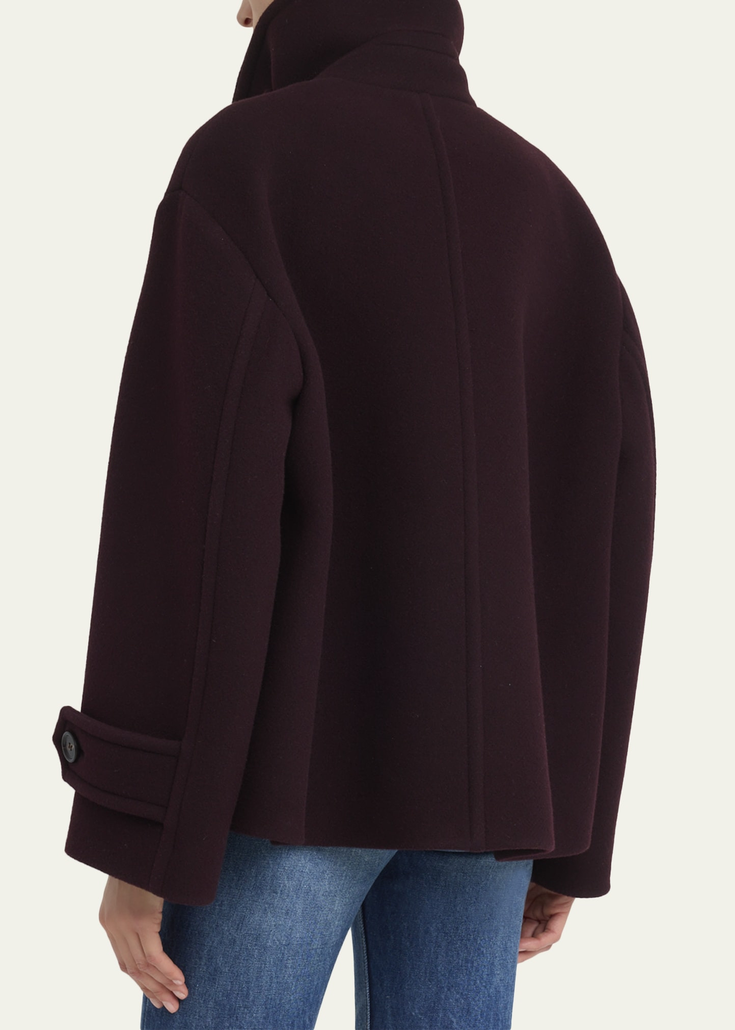 Wool Double-Breasted Oversized Pea Coat - 3