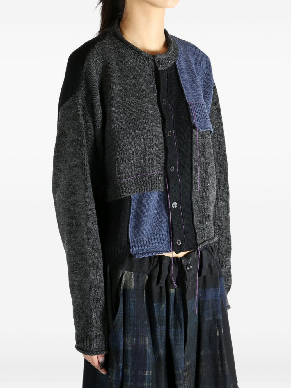 patchwork wool cardigan - 4
