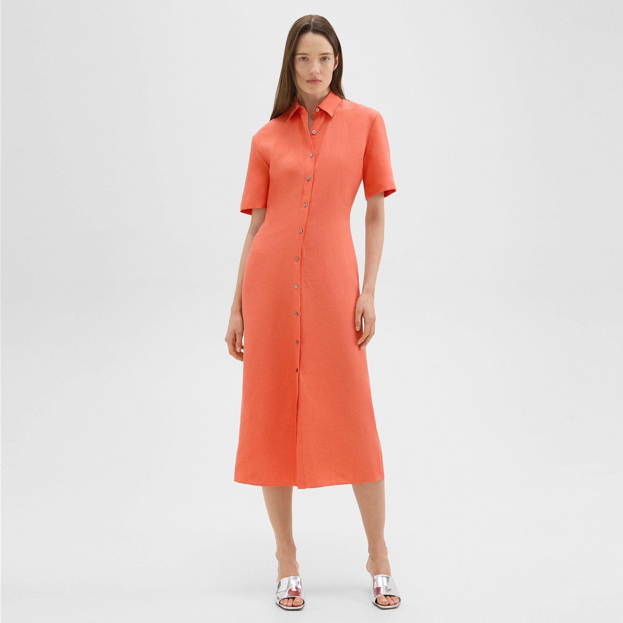 Short-Sleeve Shirt Dress in Galena Linen - 2