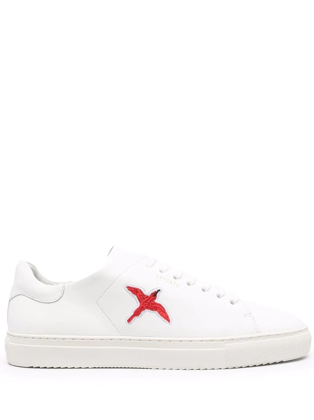 logo-embroidered leather sneakers - 1