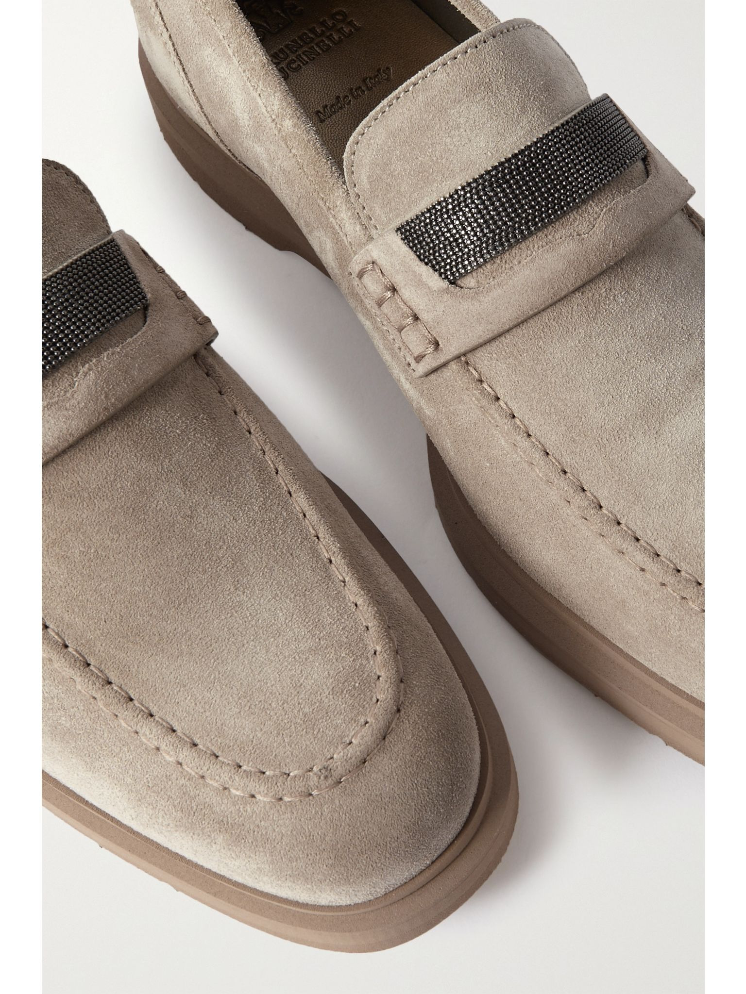 Embellished suede loafers Gray - 4