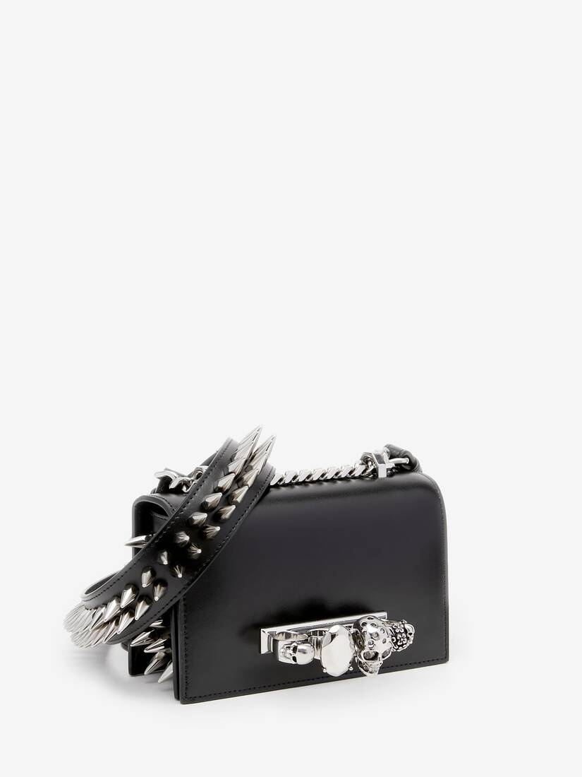 Women's The Biker Studded Mini Jewelled Satchel in Black - 2