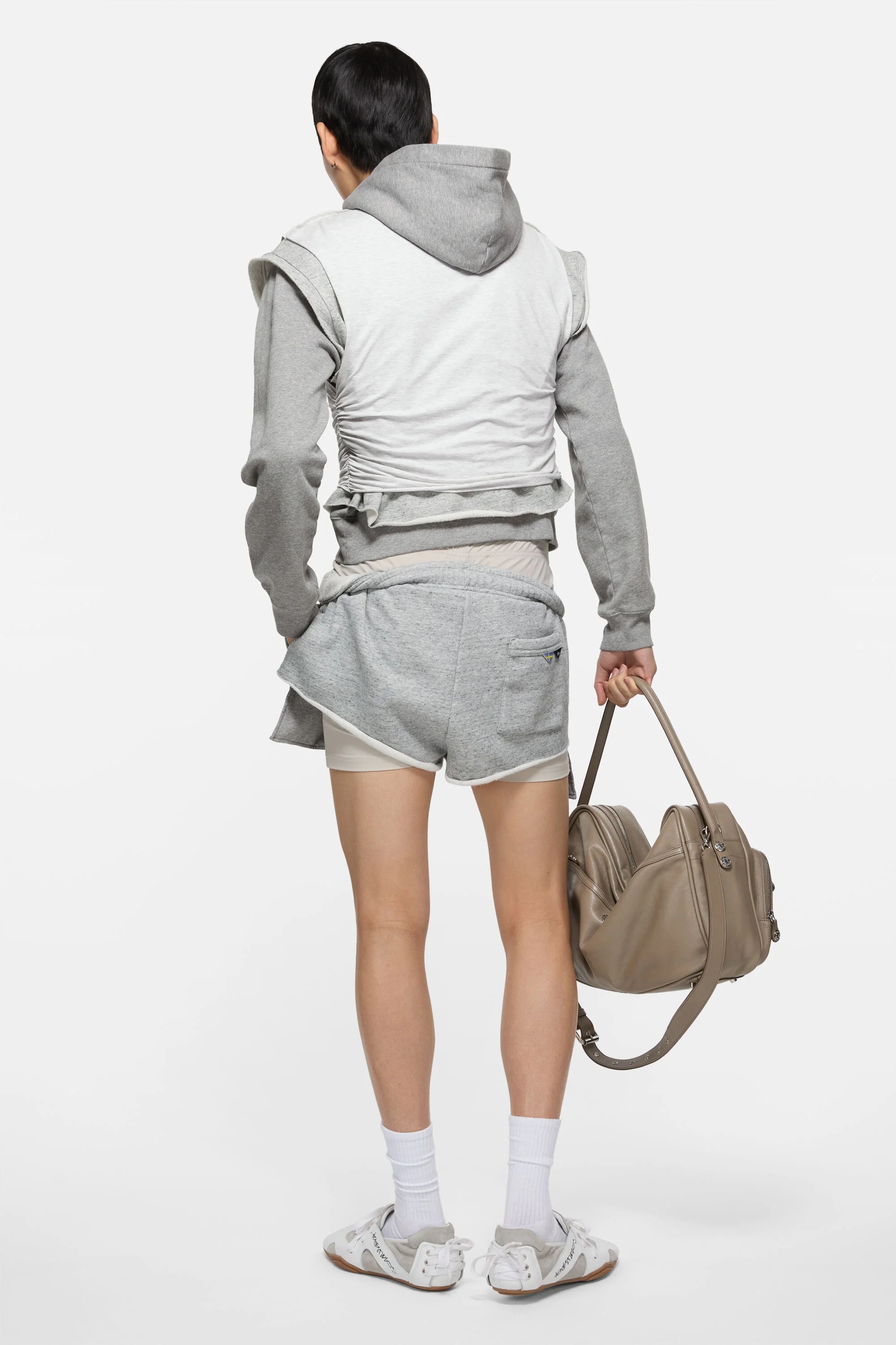 Layered hooded sweater - Grey Melange - 3