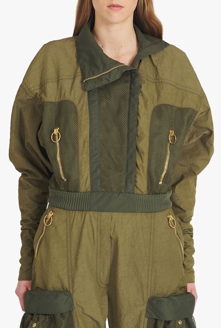 Khaki nylon cargo jumpsuit - 7