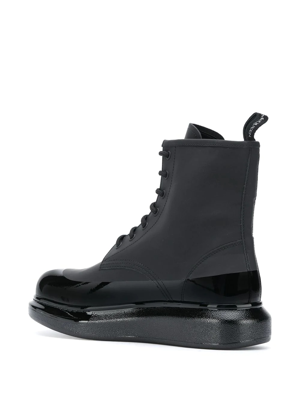 contrast-sole lace-up ankle boots - 3