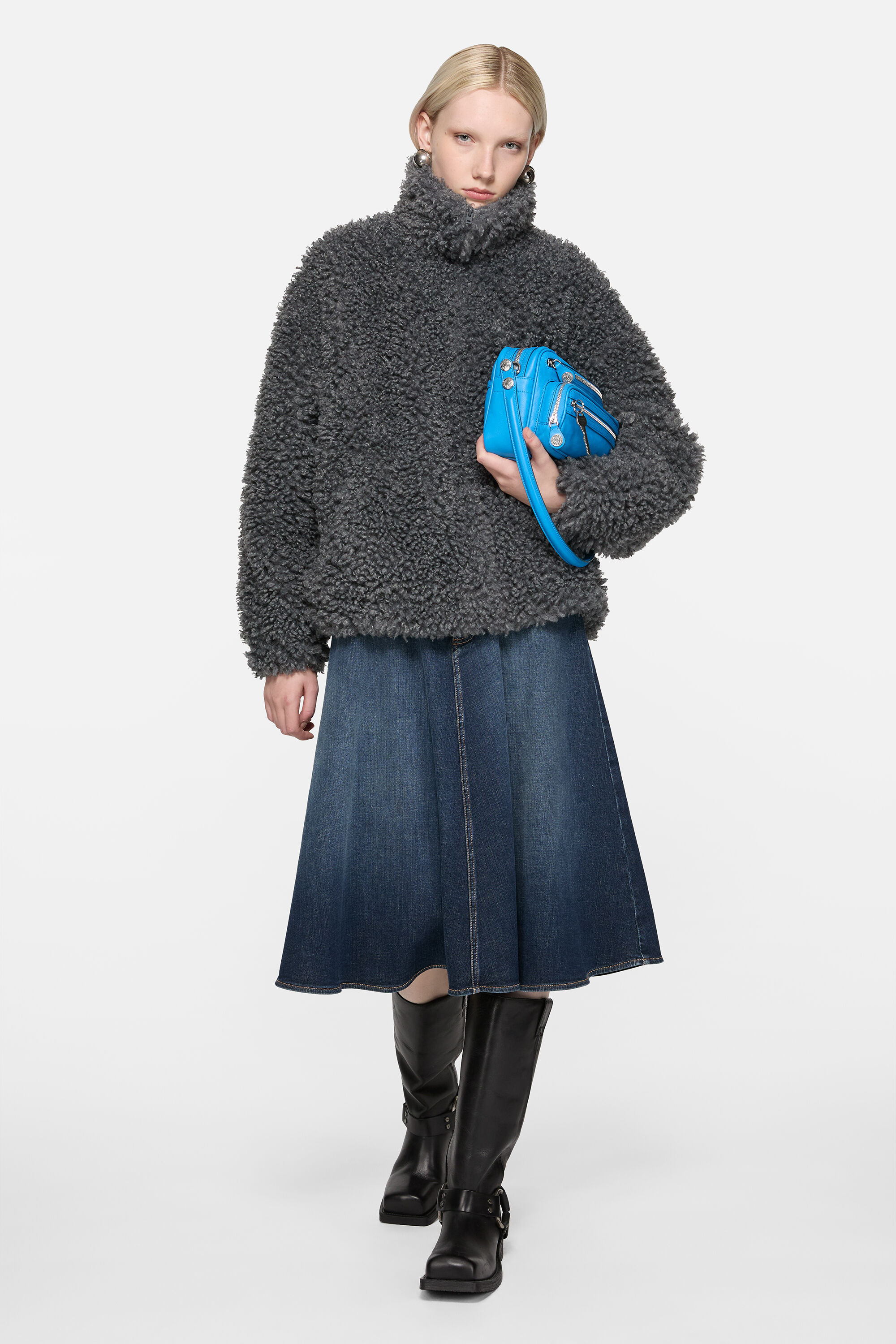 Faux fur bomber jacket - Carbon grey - 2