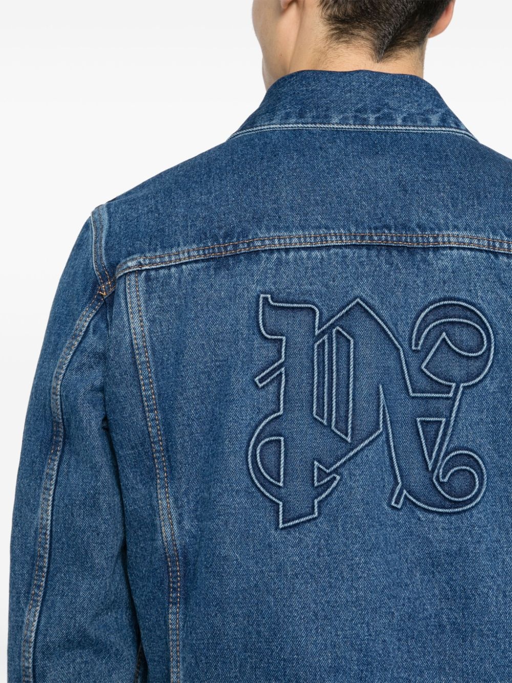embossed-monogram denim jacket - 5