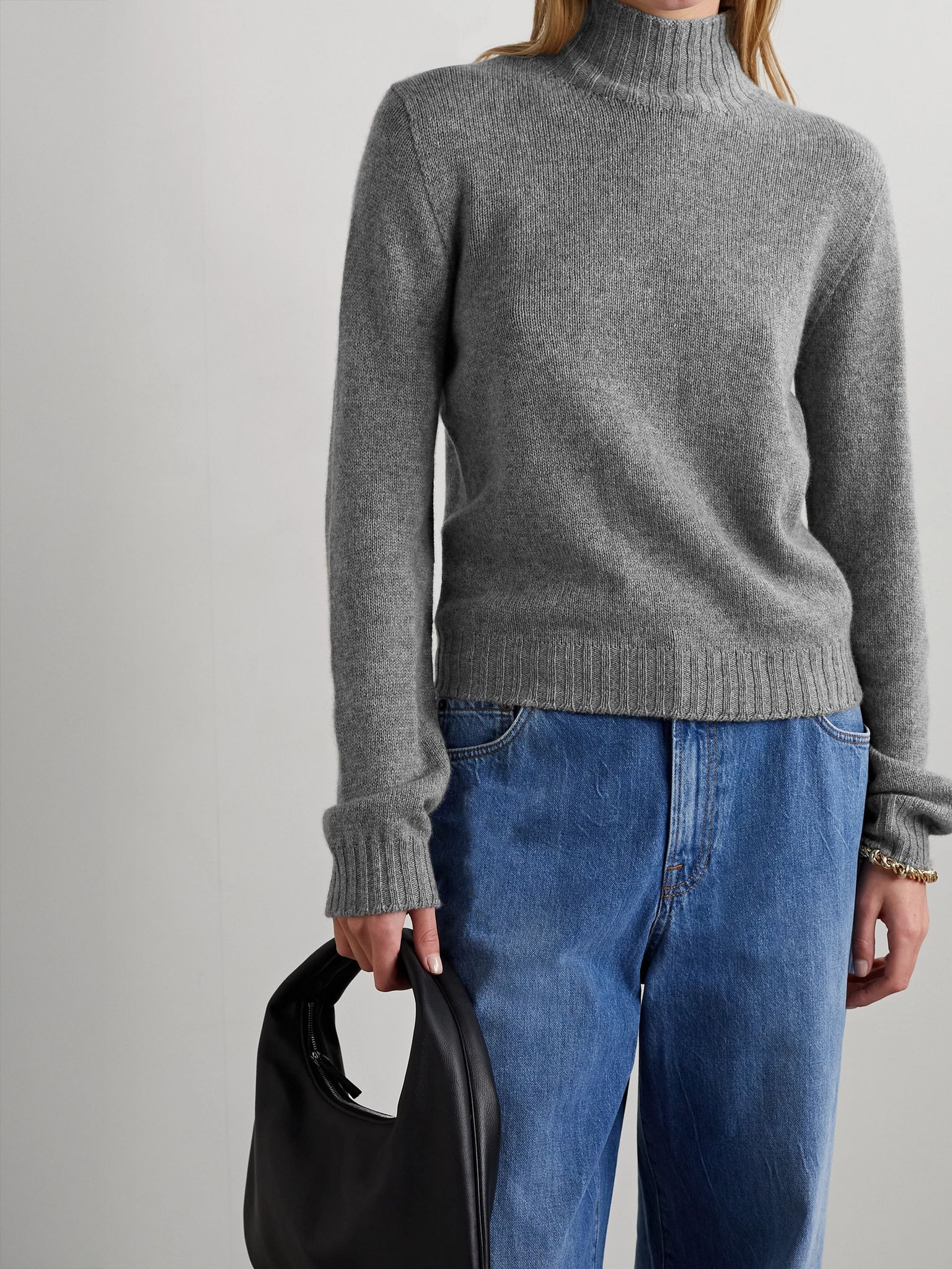 Essentials Kensington cashmere turtleneck sweater Gray - 3