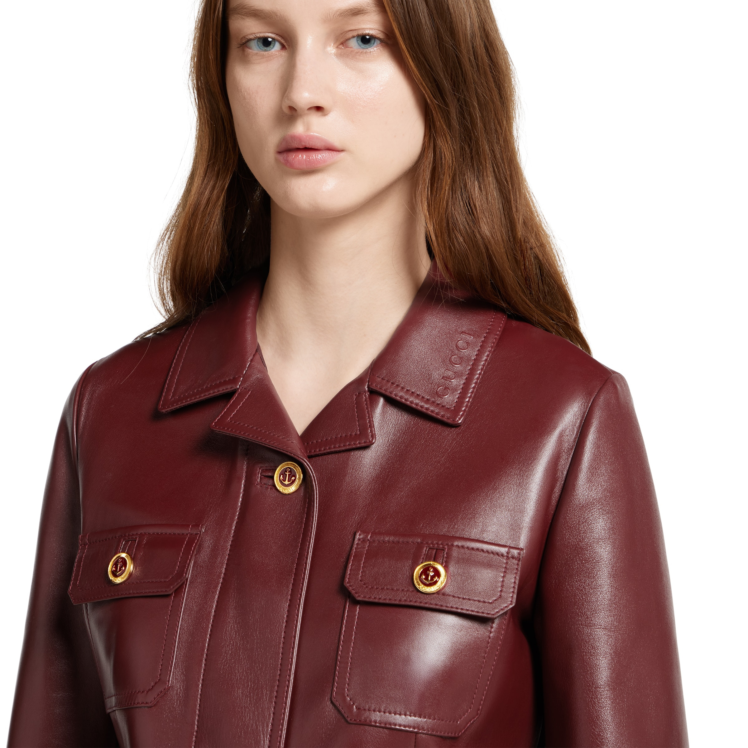 Leather jacket with embossed logo - 5