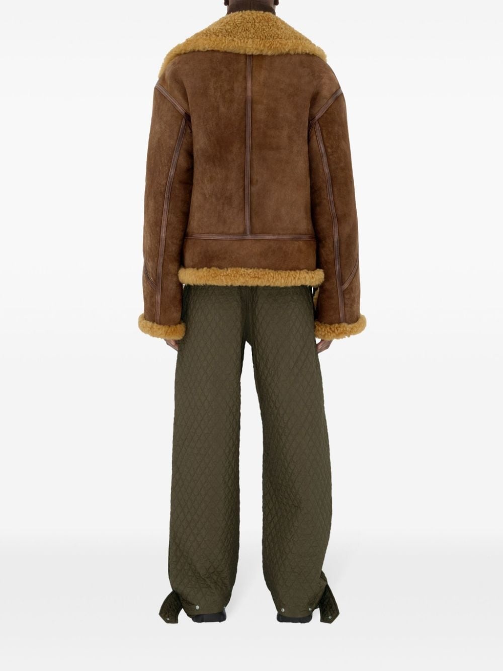 shearling-trim leather jacket - 4