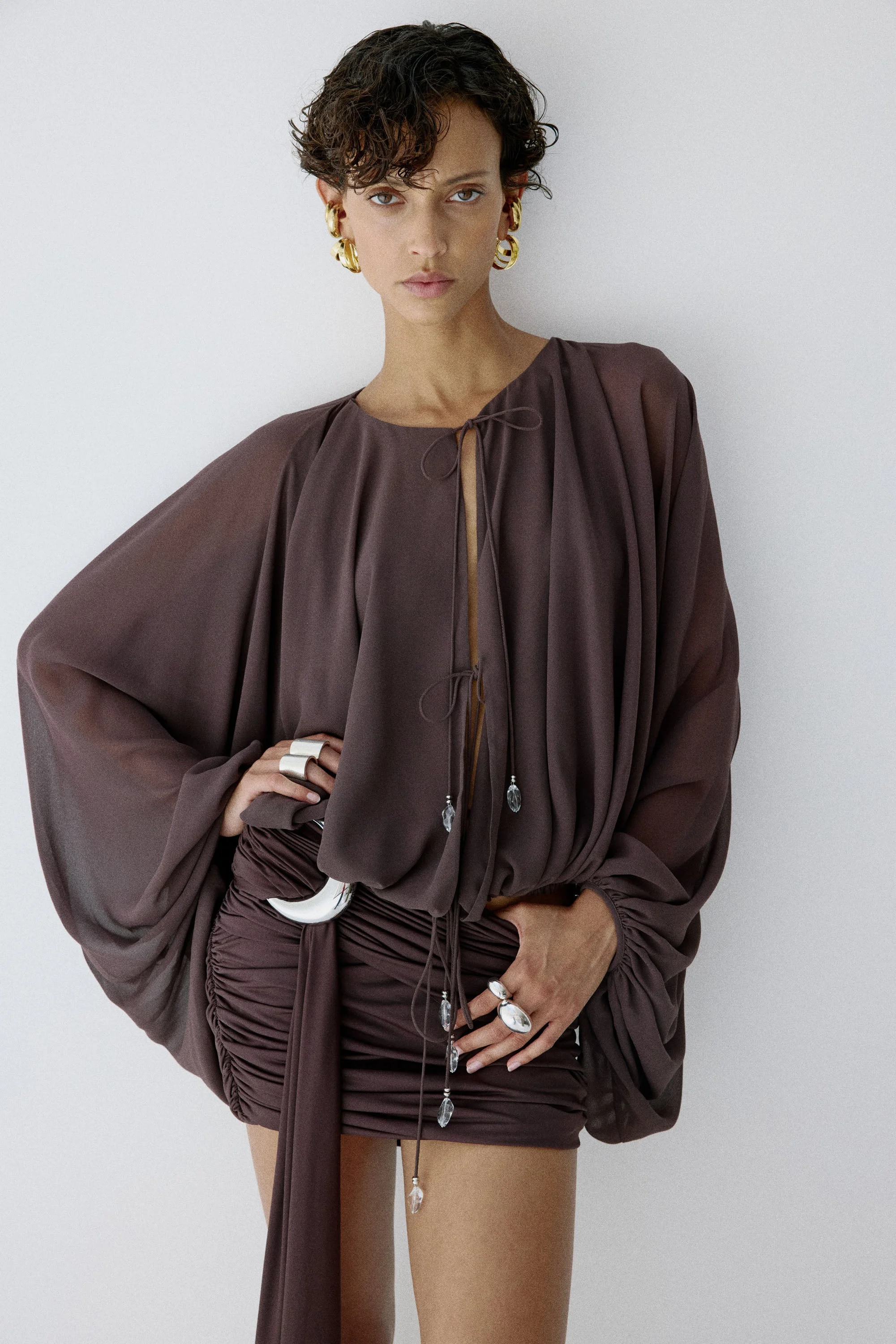 VIDA MINI SKIRT IN UMBER BROWN - 1
