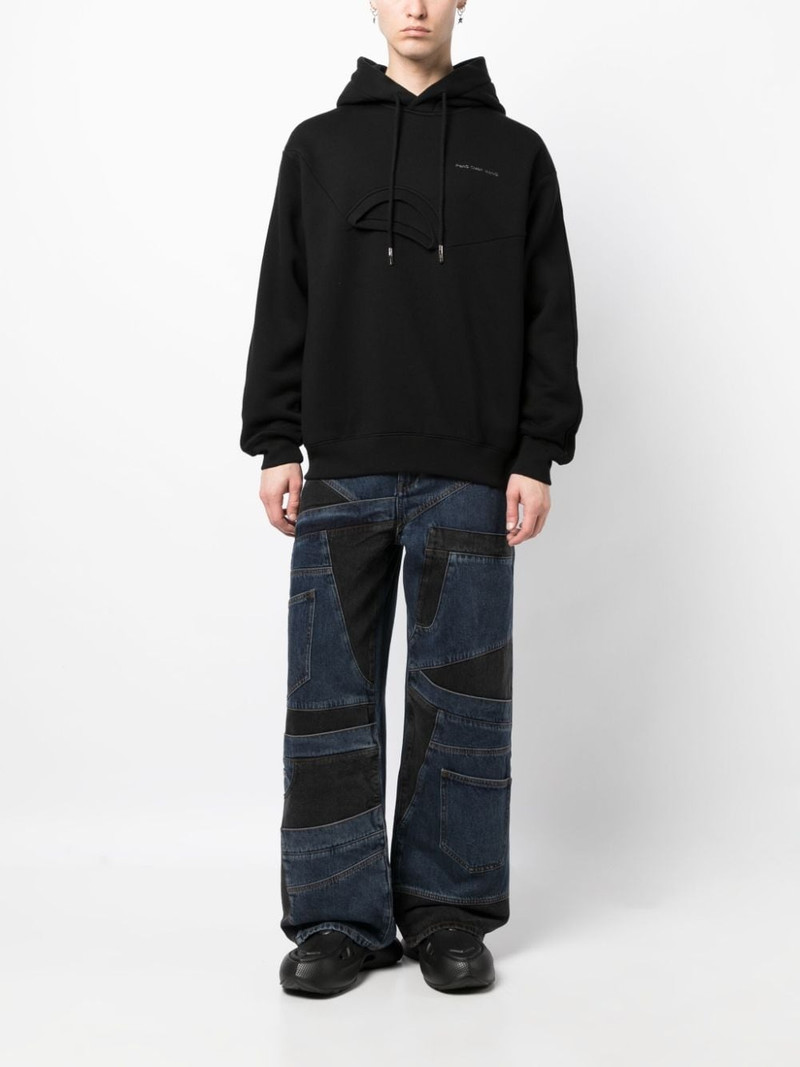FENG CHEN WANG logo-embroidered layered-detail hoodie outlook