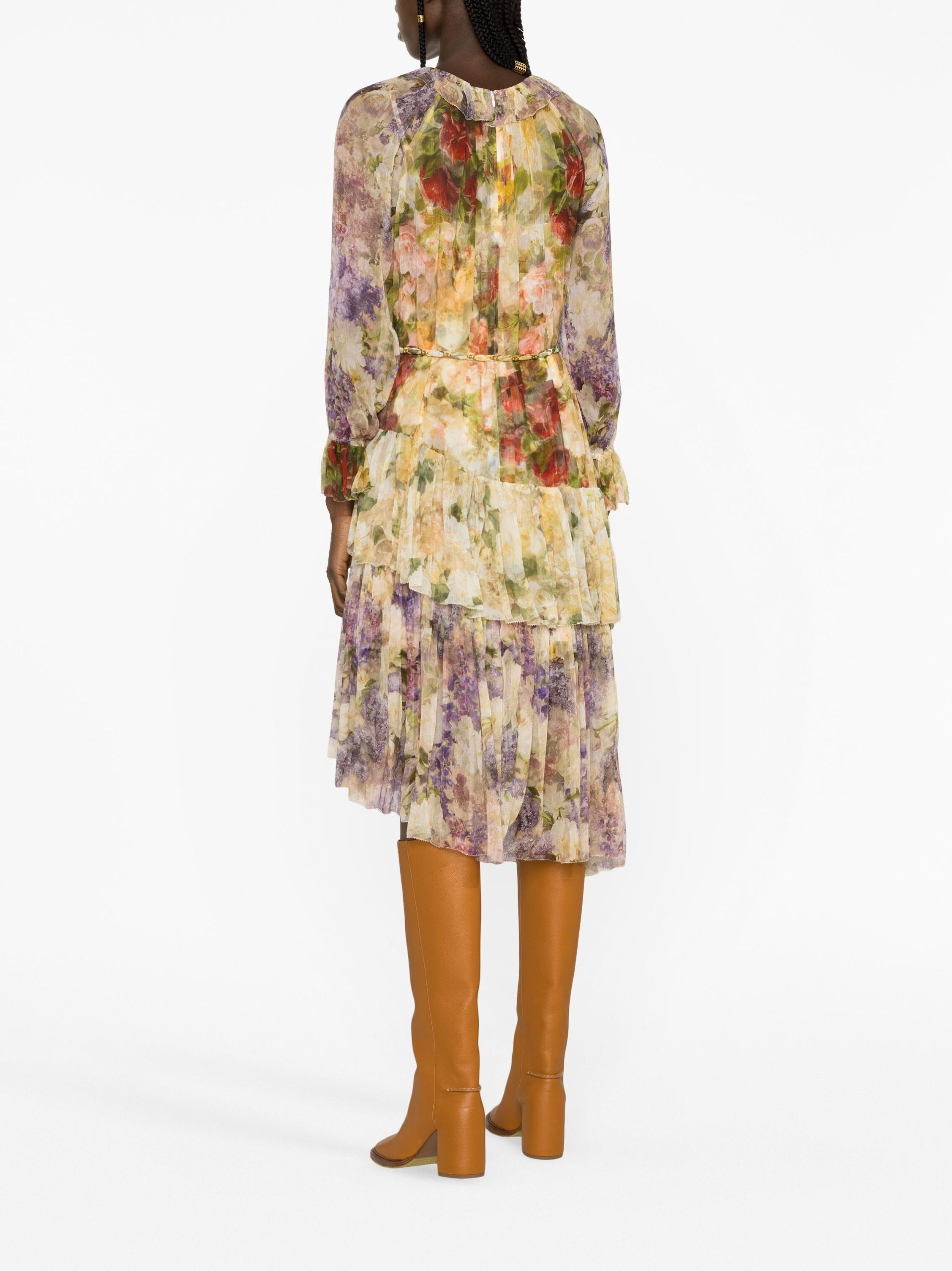 Neutral Luminosity Floral-Print Silk Midi Dress - 4