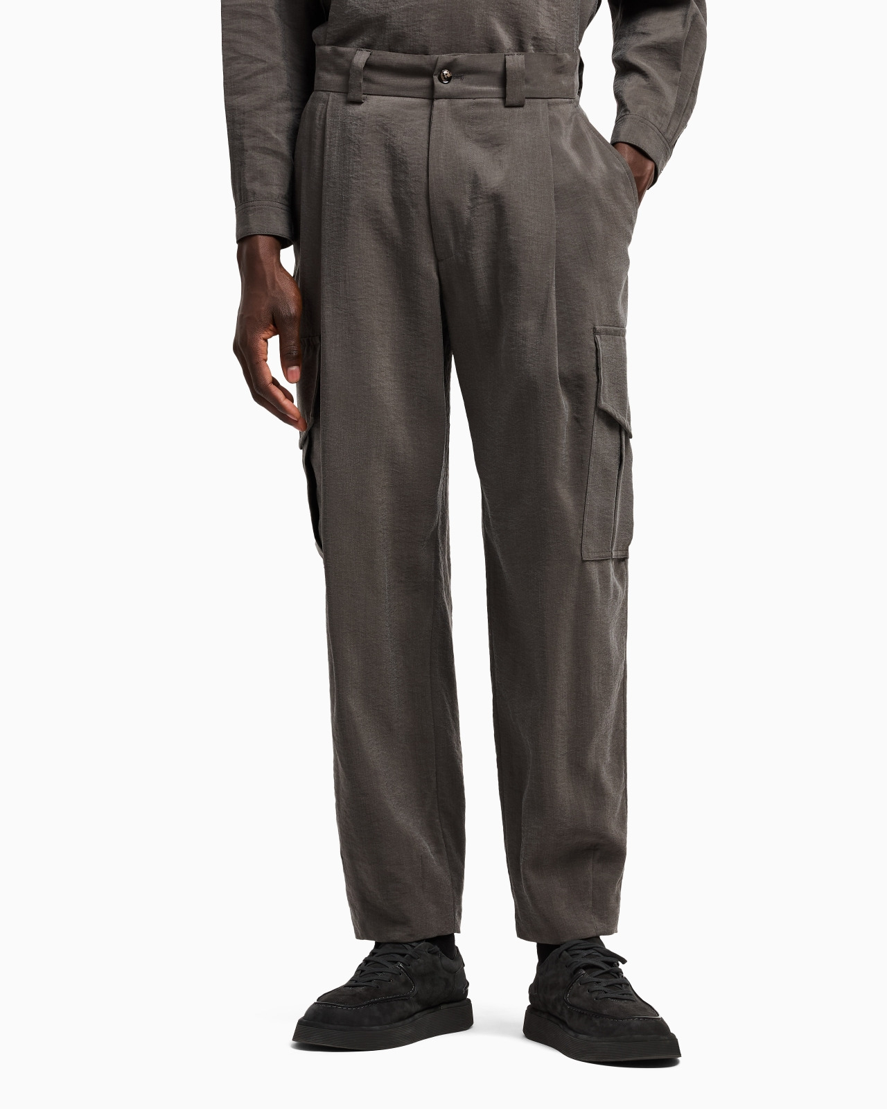 WASHED, SILK-BLEND, SINGLE-PLEAT TROUSERS - 4