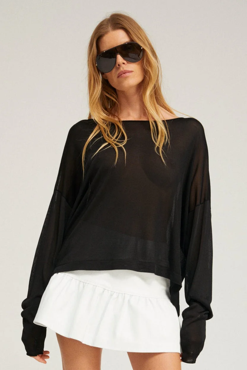 RAYON FRENCH TERRY OFF SHOULDER SWEATER - 1