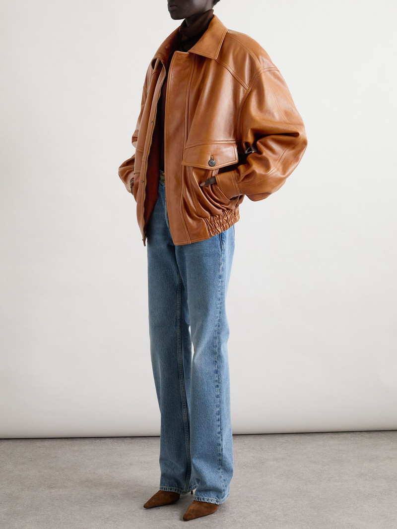 SAINT LAURENT Leather jacket Brown outlook
