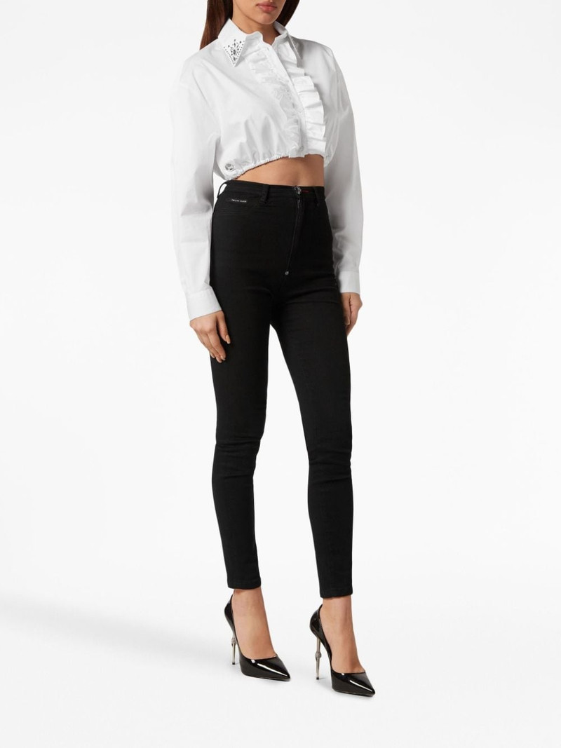PHILIPP PLEIN cropped ruffled cotton shirt outlook
