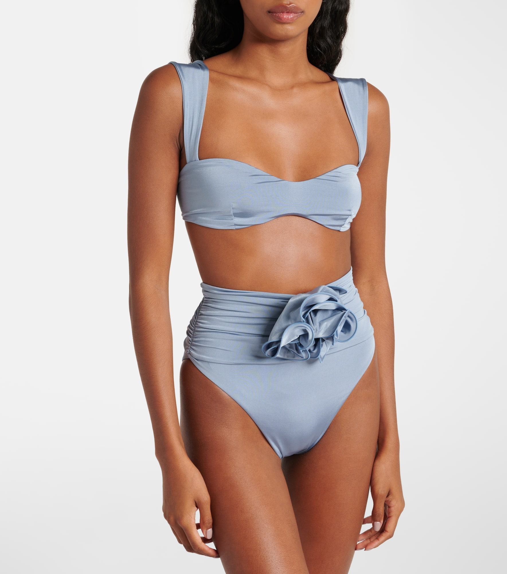 Floral-appliqué high-rise bikini bottoms - 2
