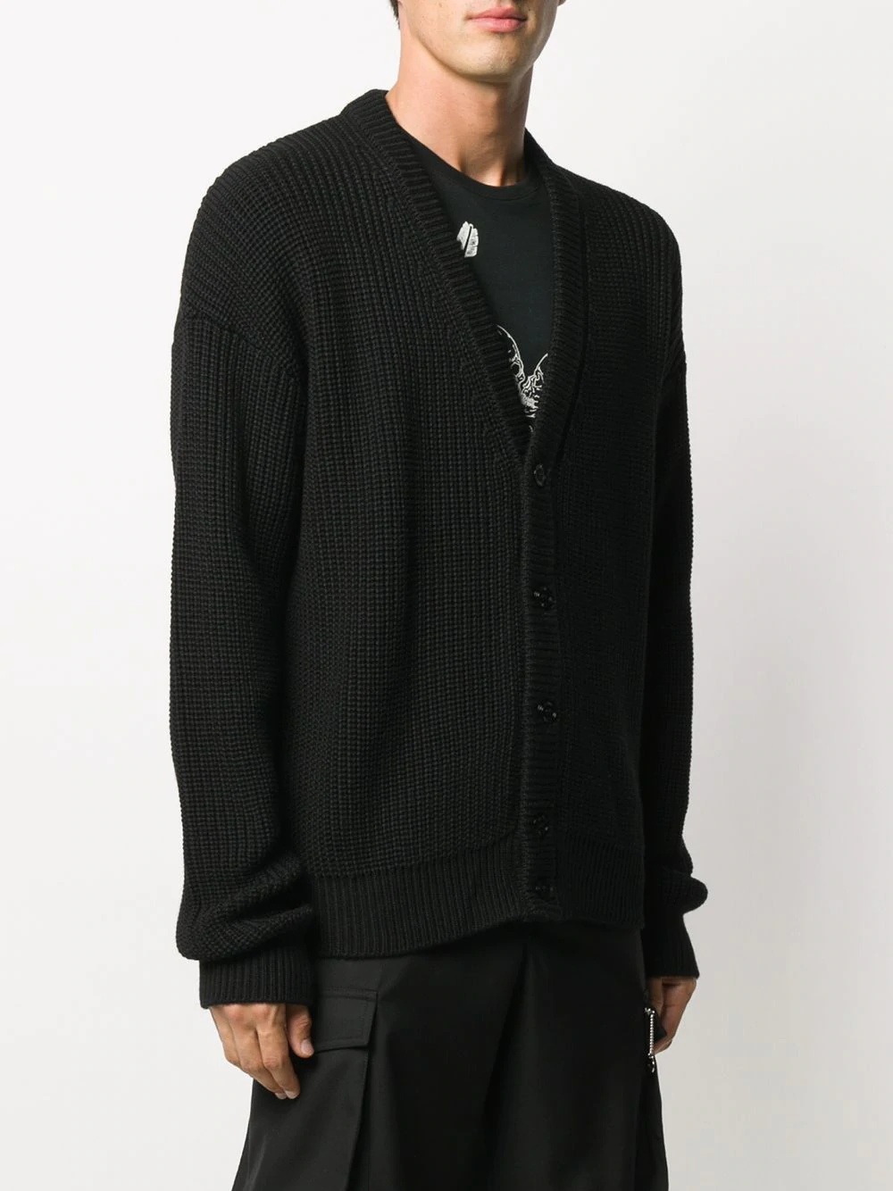 logo button-down cardigan - 3