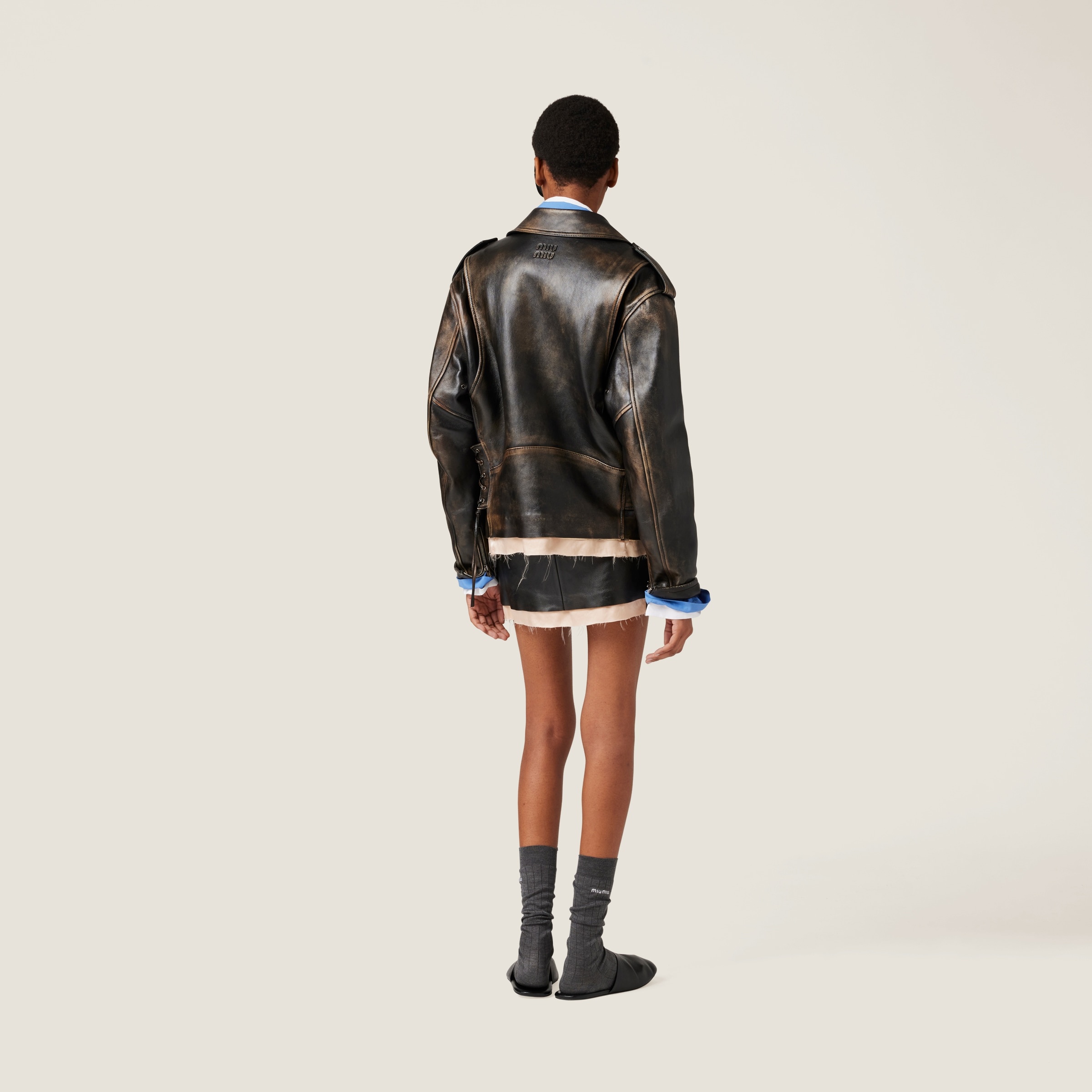 【日本入手困難】ミュウミュウ Nappa leather jacket ジャケット Miu Miu Nappa leather biker jacket | REVERSIBLE