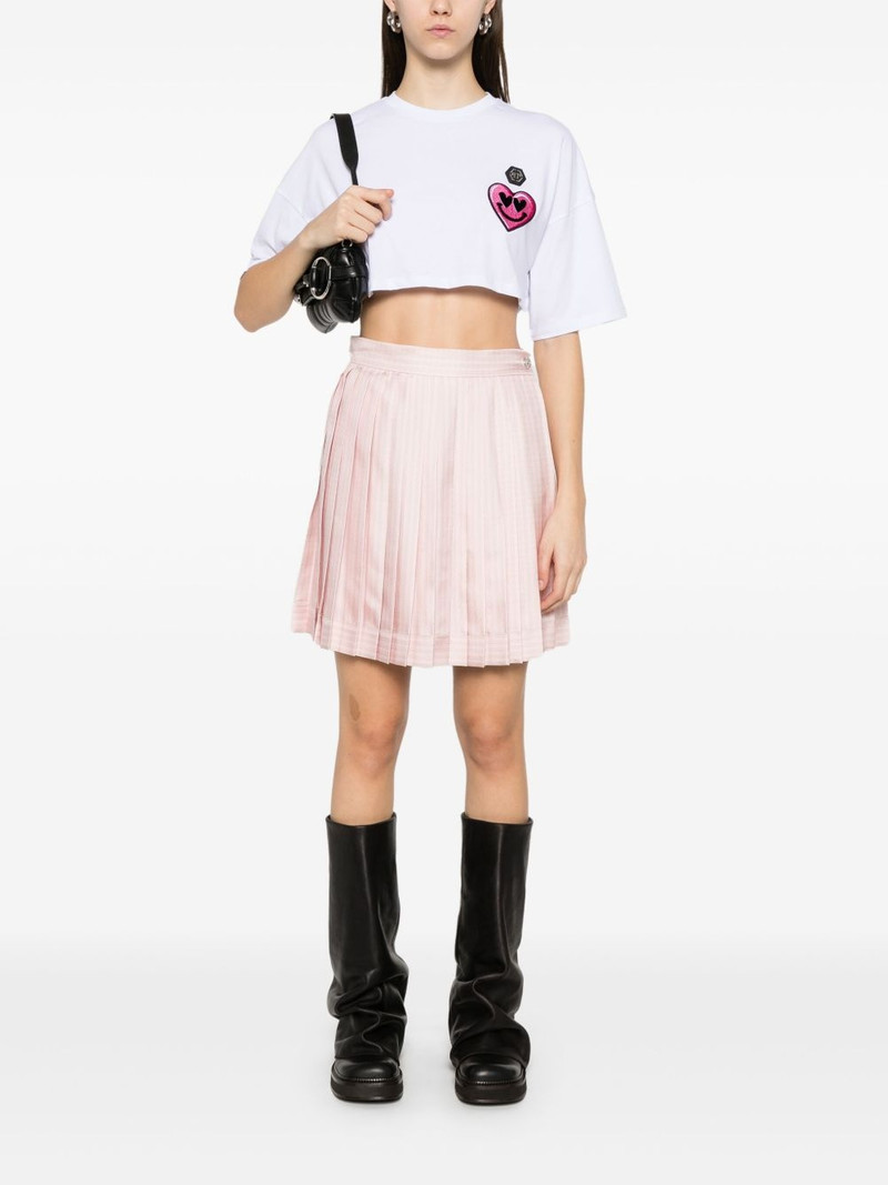 PHILIPP PLEIN patch-detail cropped T-shirt outlook