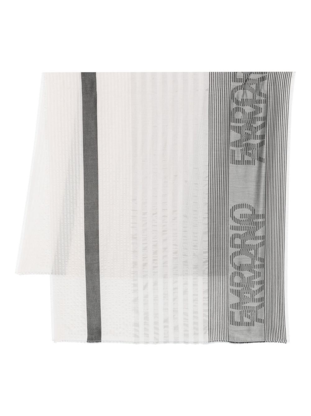 logo-jacquard striped scarf - 1