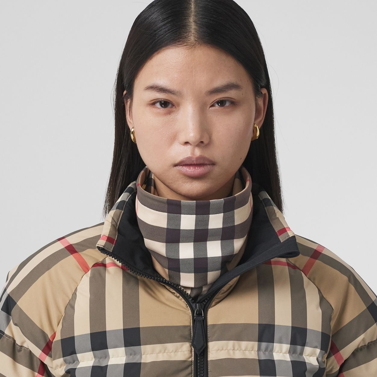 Vintage Check Stretch Nylon Snood - 3