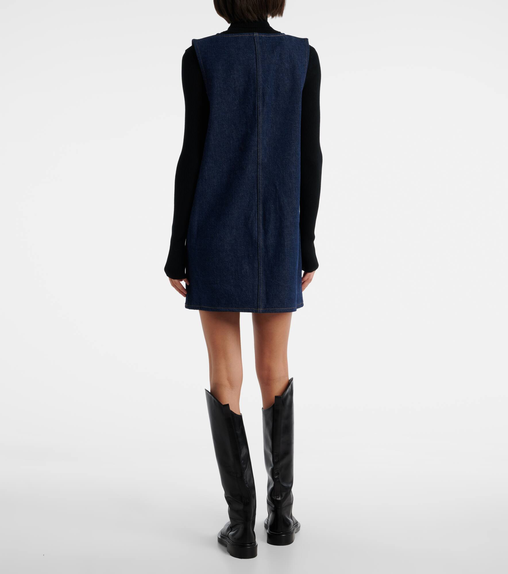 Pinafore cotton denim minidress - 3