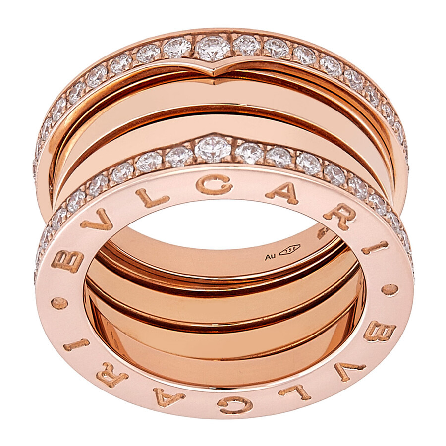 Bvlgari B.Zero1 18k Rose Gold 4-Band Diamond Ring, Size 51 - 2